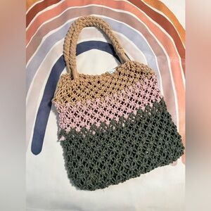 Aerie Pink and Green Artisanal Tote Bag
